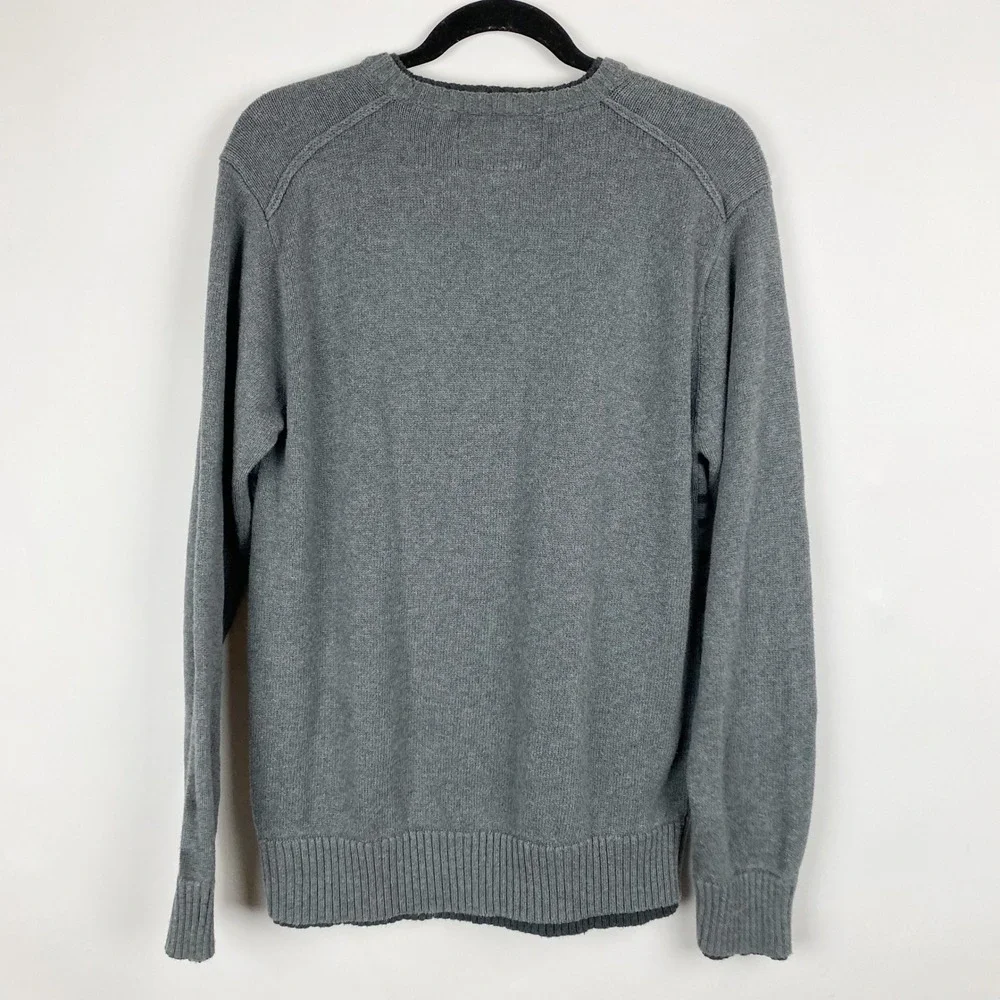 BKE Argyle V-Neck Sweater Mens Size XL Gray Brown Blue Cotton‎ Pullover Classic